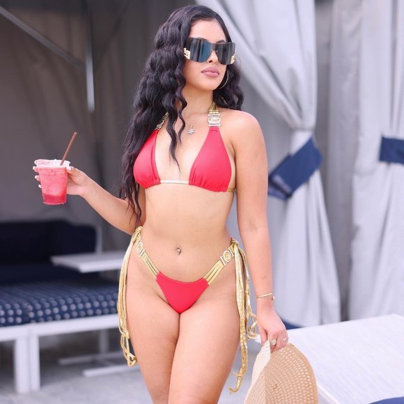 Gold Strap Two Piece Bikini Swimsuit - Picture 3 of 6